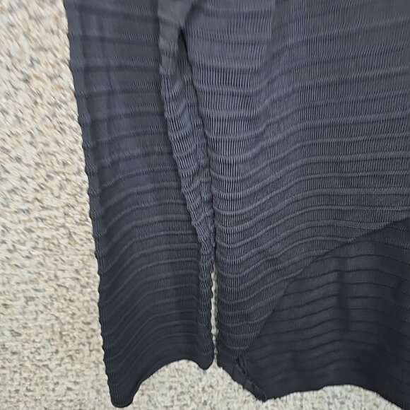 Calvin Klein Top Womens XL Black Textured V Neck Hi Low Blouse Neck Tie Ladies - Picture 3 of 7